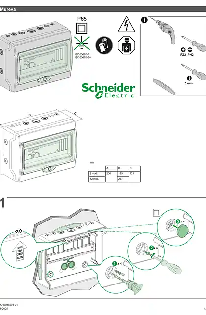 schneider施耐德Mureva Mini Enclosure 8M 12M XE Installation sheet